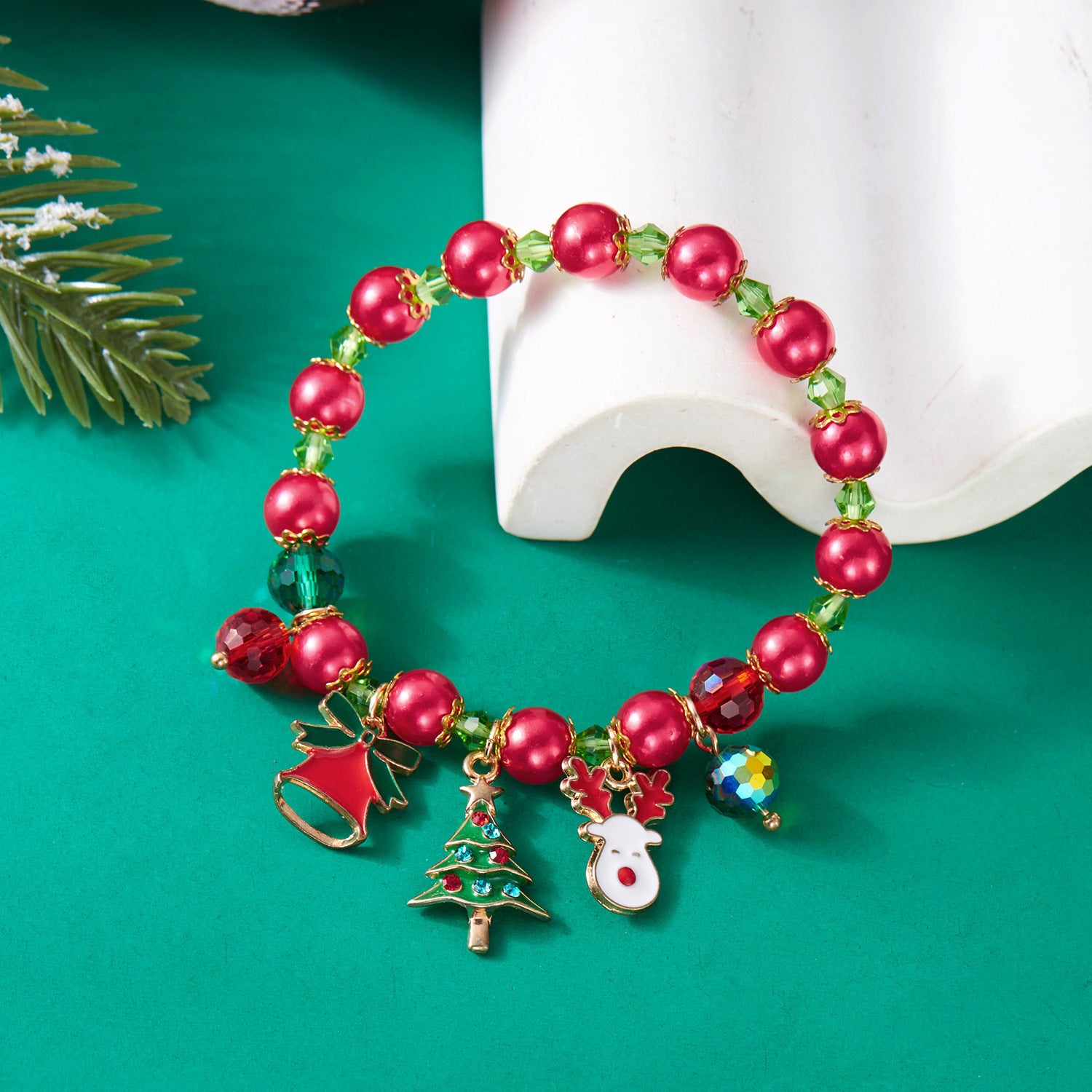 Wholesale Christmas element bracelet  bell wreath pull-out bracelet